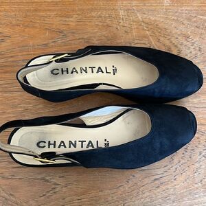 Chantal black suede slingback shoe 7